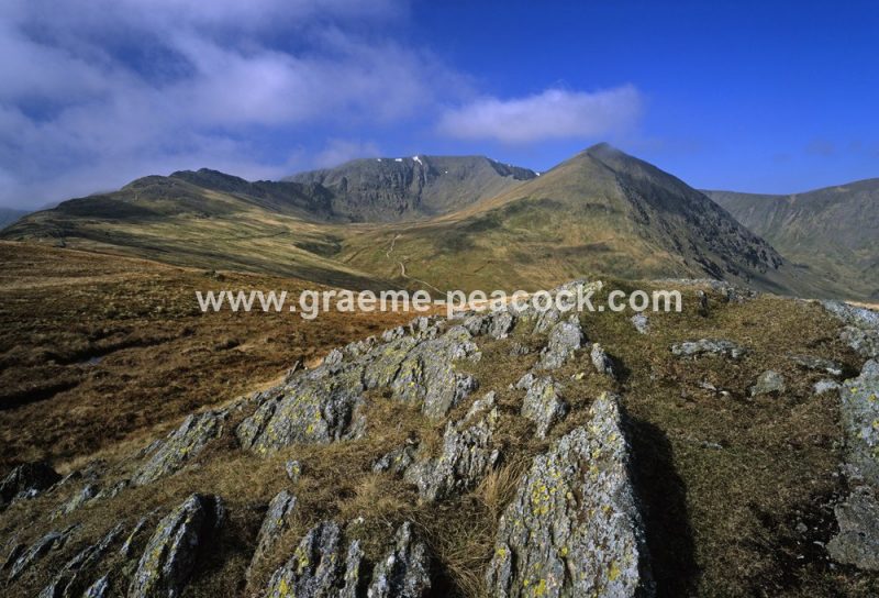 Helvellyn, seen from Bleaberry Crag near Glenridding, Lake District National Park, Cumbria