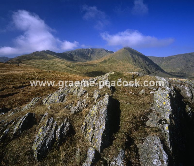 Helvellyn, seen from Bleaberry Crag near Glenridding, Lake District National Park, Cumbria