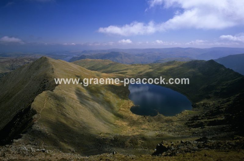 Swirral Edge, Red Tarn and Striding Edge from Helvellyn, Lake District National Park