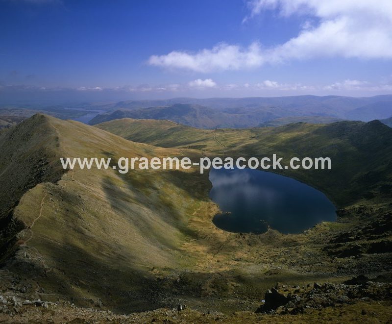 Swirral Edge, Red Tarn and Striding Edge from Helvellyn, Lake District National Park