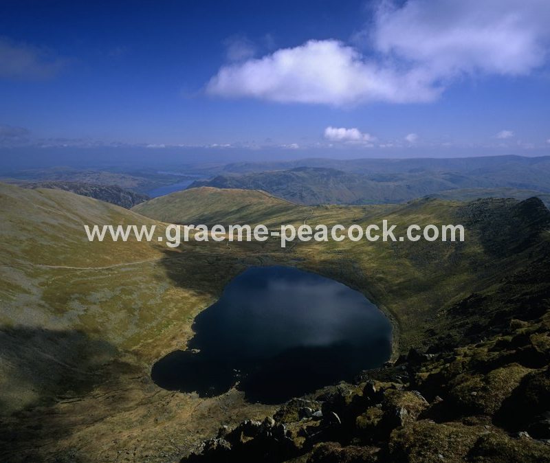 Swirral Edge, Red Tarn and Striding Edge from Helvellyn, Lake District National Park