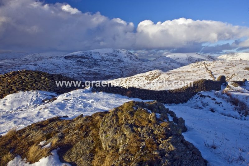 The Fairfield Horseshoe, from Wansfell Pike in winter, Lake District National Park