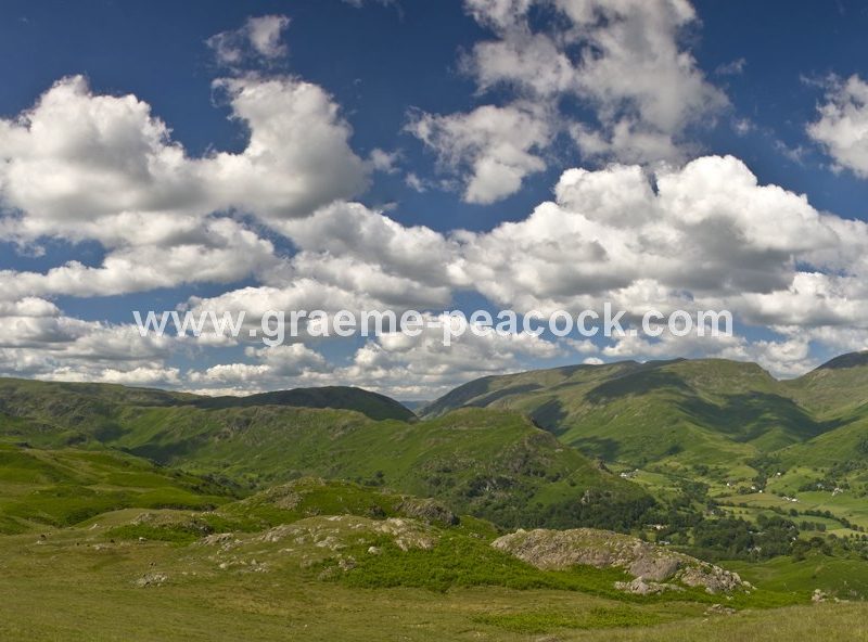 Grasmere and Helm Crag from Lang Howe near Chapel Stile,  Cumbria