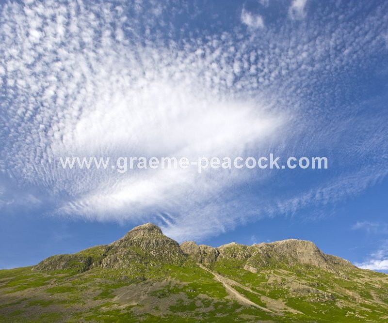 Langdale Pikes from Mickleden Beck near Chapel Stile,  Cumbria