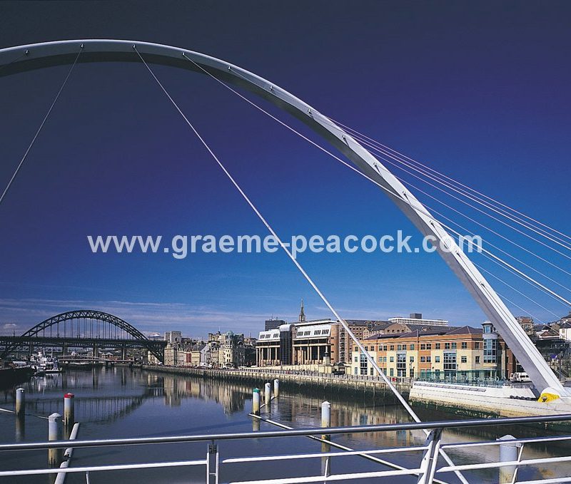 View of Newcastle Quayside from Gateshead Millennium Bridge