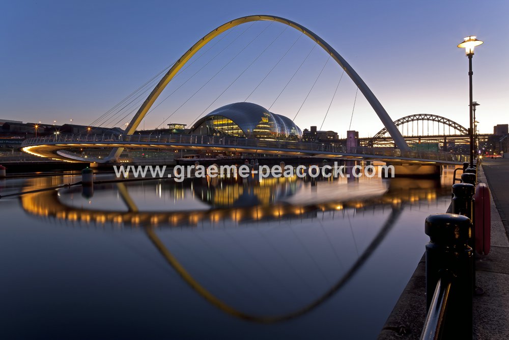 Gateshead Millennium Bridge and quayside, Newcastle upon Tyne, Tyne and Wear