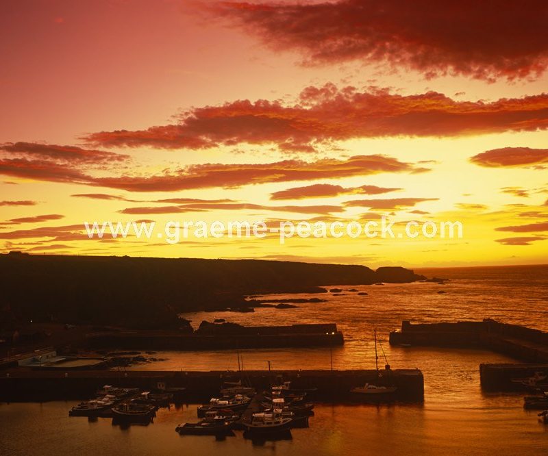Sunset over Portknockie Harbour,  Portknockie,  Moray Firth,  Scotland