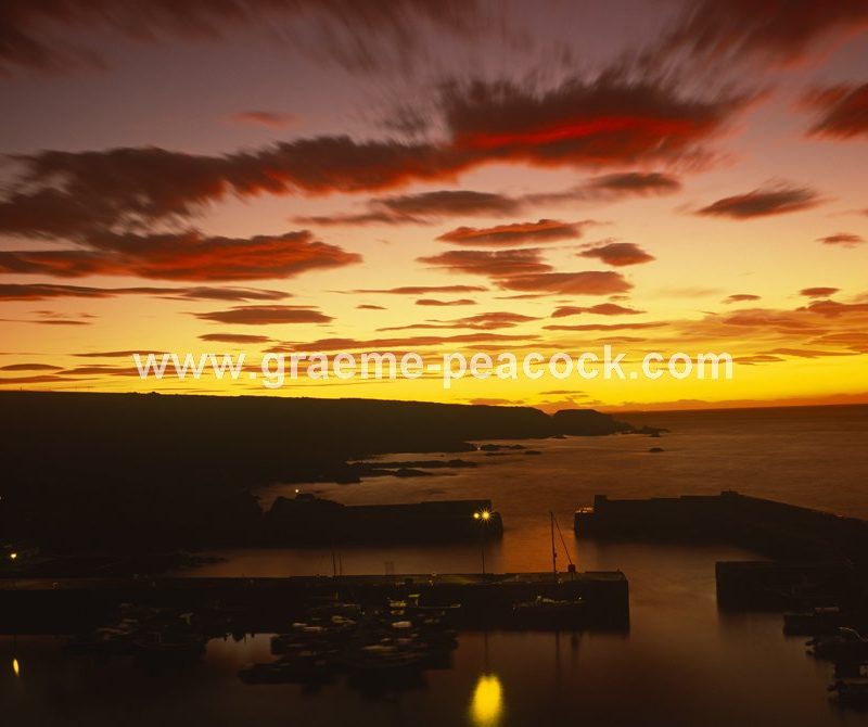 Sunset over Portknockie Harbour,  Portknockie,  Moray Firth,  Scotland