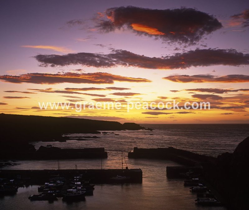 Sunset over Portknockie Harbour,  Portknockie,  Moray Firth,  Scotland