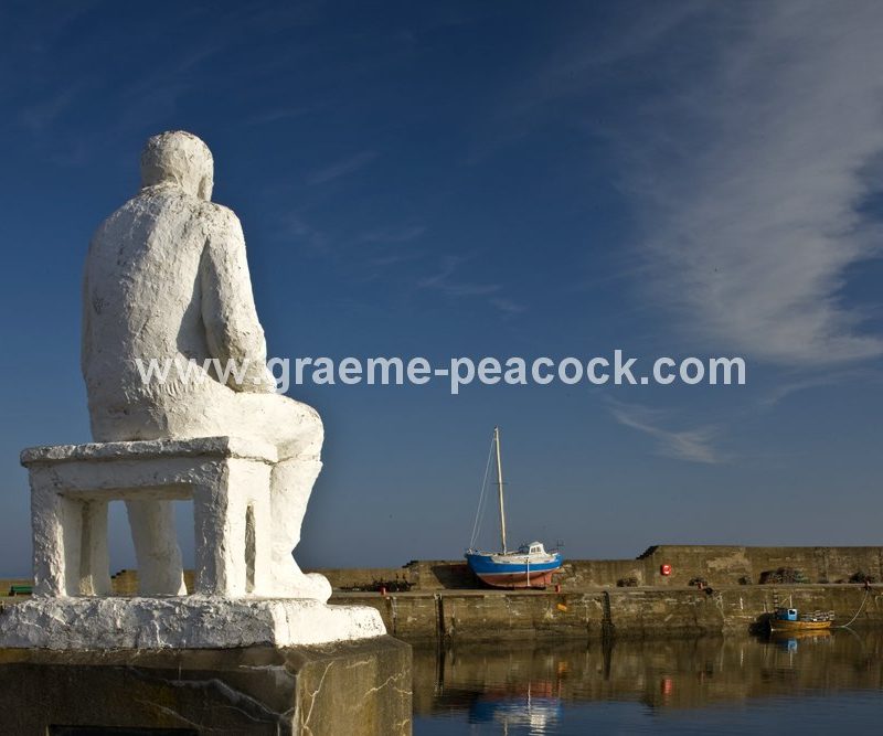 Monument of fisherman at Findochty harbour,  Findochty,  Moray,  Scotland