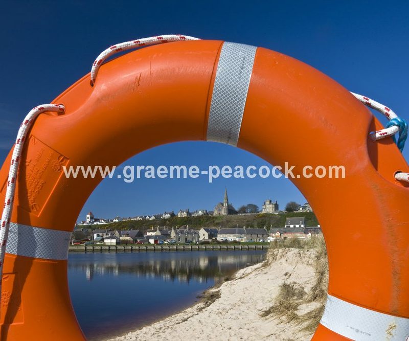Lifebelt at Lossiemouth harbour,  Lossiemouth,  Moray  Scotland