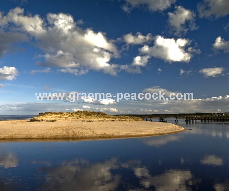 Lossiemouth East beach and bridge, Moray,  Scotland