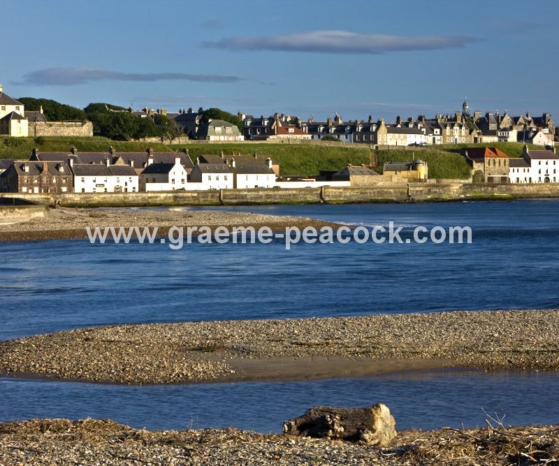 Banff from the mouth of the River Deveron, Banff, Aberdeenshire, North East Scotland