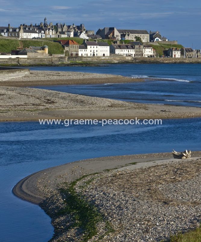 Banff from the mouth of the River Deveron, Banff, Aberdeenshire, North East Scotland