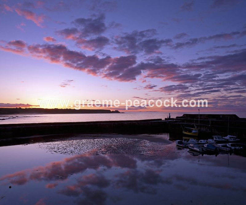Sunset over Cullen harbour, Cullen, Moray