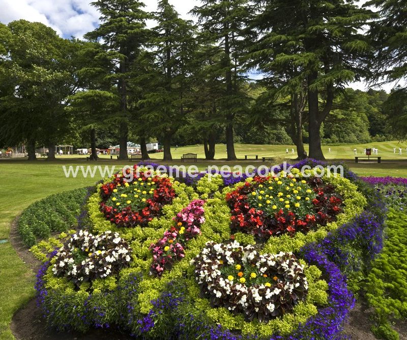 Floral displays at Grant Park, Forres, Moray, Scotland