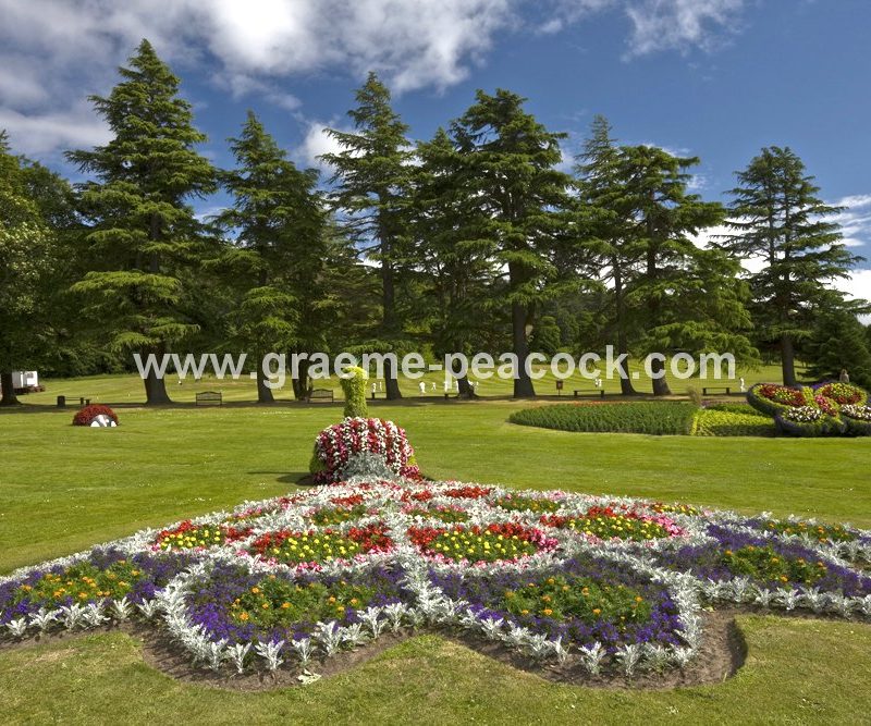 Floral displays at Grant Park, Forres, Moray, Scotland