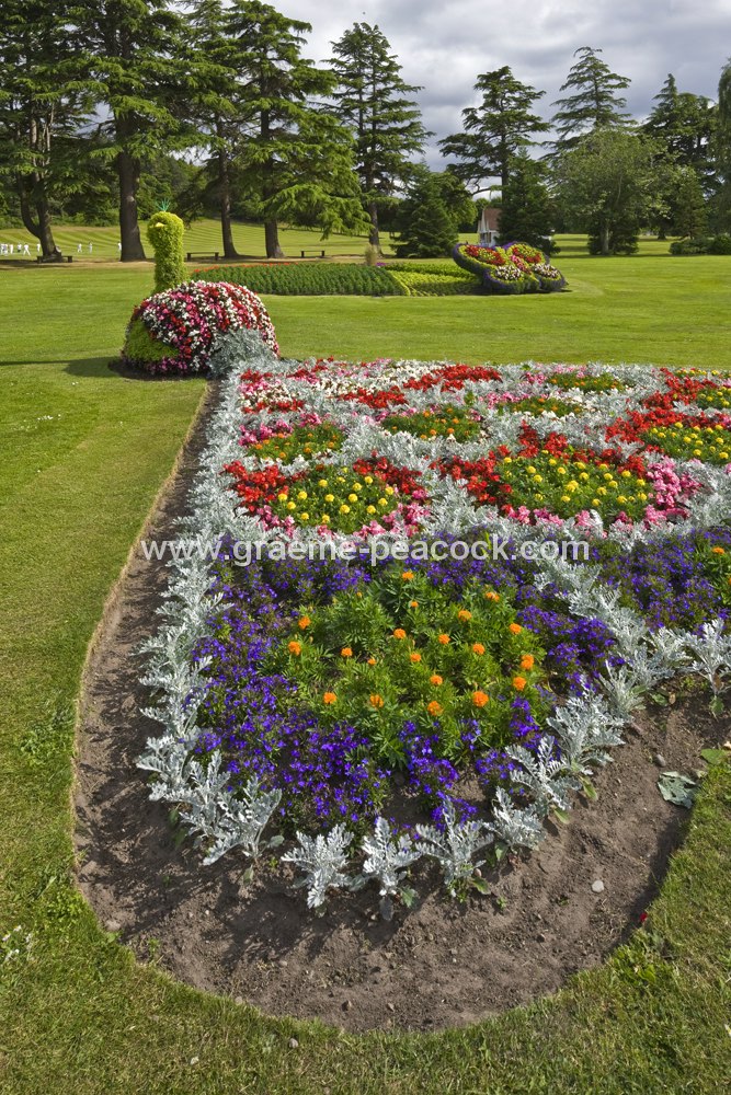 Floral displays at Grant Park, Forres, Moray, Scotland