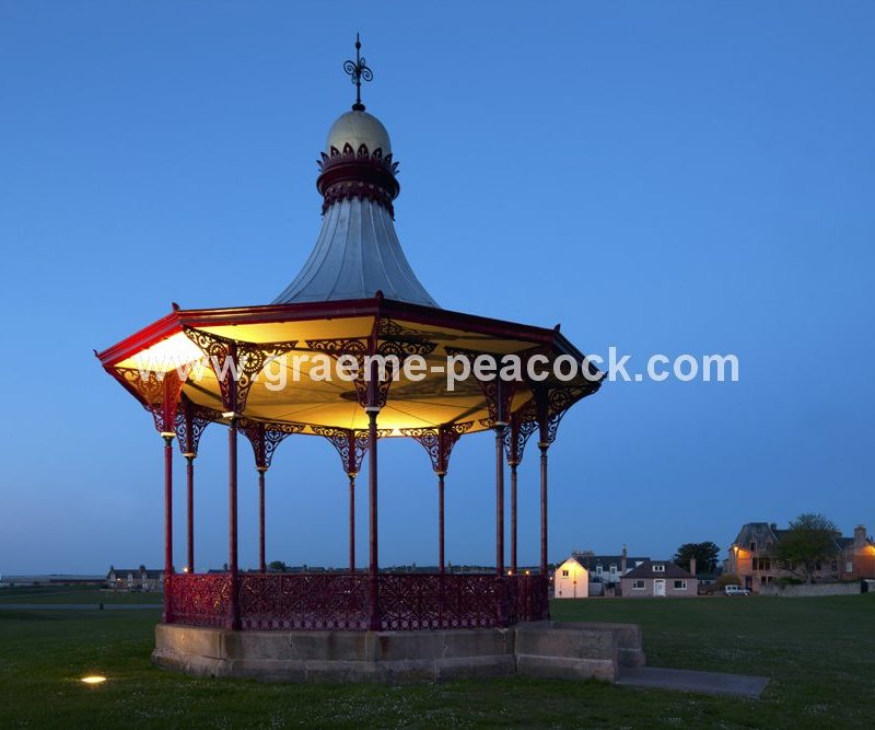 Evening light on The Wallace Bandstand,  Nairn links, Nairn, Scottish Highlands