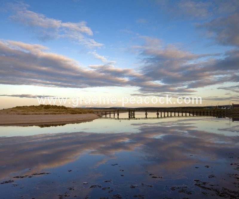 Lossiemouth East beach and bridge, Moray,  Scotland