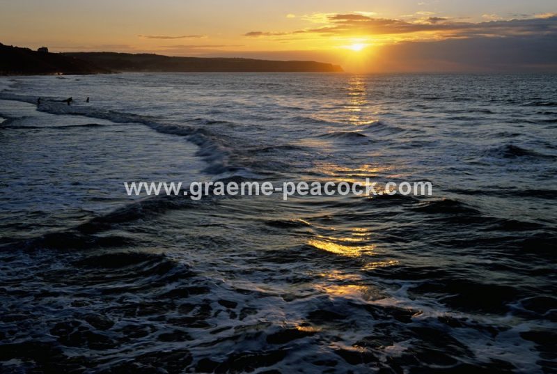 Sunset over Whitby Beach, Whitby, North Yorkshire