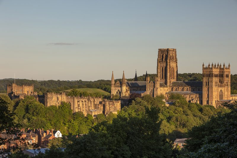 Sunset view of Durham Cathedral, Durham City, County Durham, England, United Kingdom