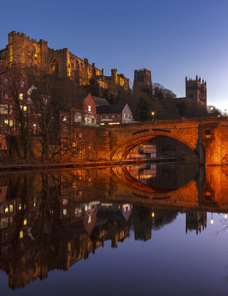 Dusk view over Durham Castle & Cathedral, Durham City, County Durham, England, United Kingdom
