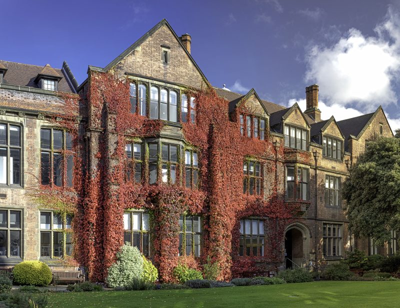 Autumn colours in The Quadrangle, University of Newcastle, Newcastle upon Tyne, England, United kingdom
