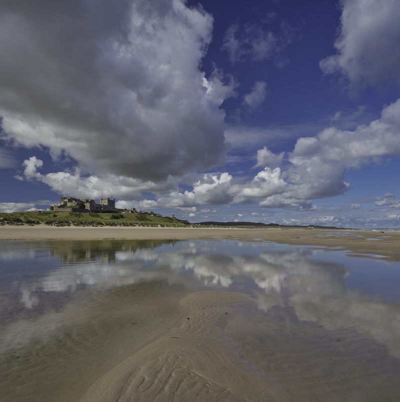 Bamburgh Castle & Beach, Northumberland, North East England, England, UK