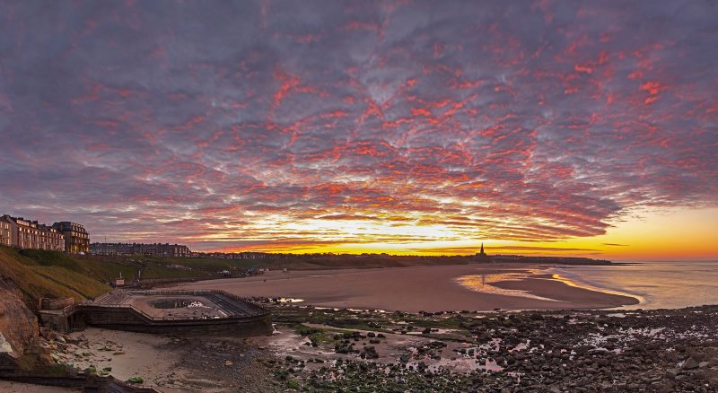 Sunset over Long Beach Tynemouth, Tynemouth, Tyne & Wear, England, UK