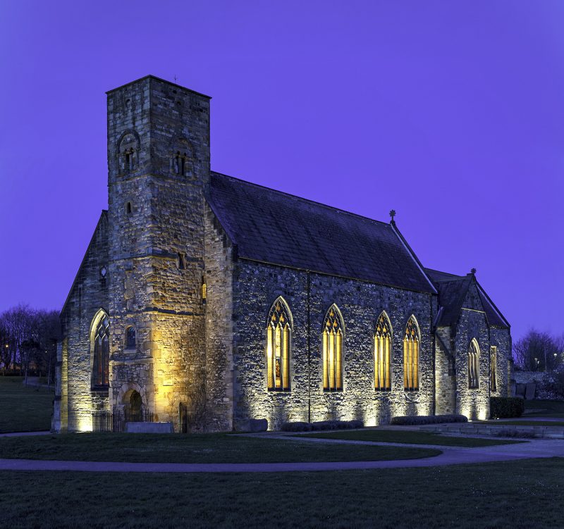 St Peter's Church at dusk, Sunderland, Tyne & Wear, England, UK