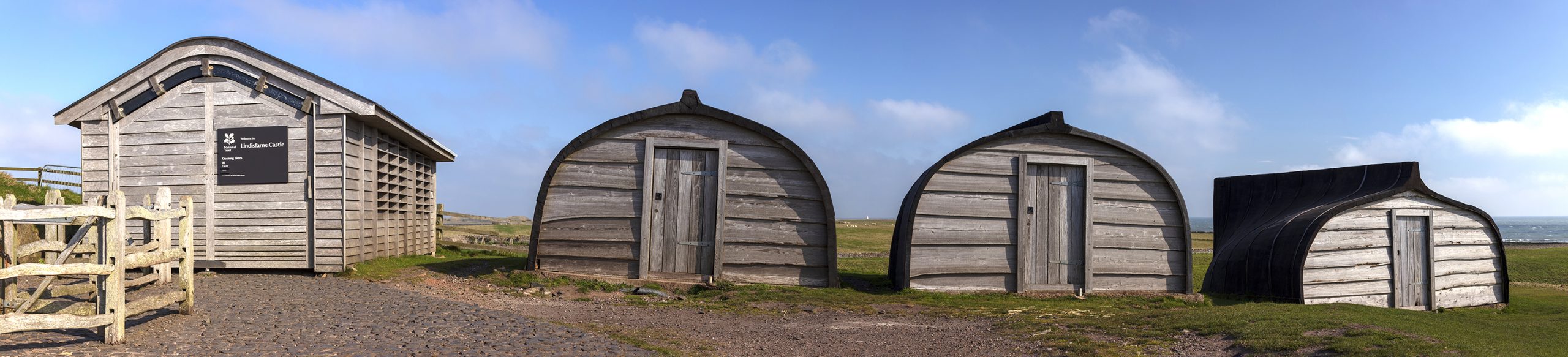 Upturned boat keels at Lindisfarne Castle, Holy Island, Northumberland, England, UK