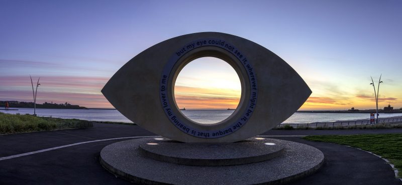 The Eye sculpture at dawn, South Shields, Tyne & Wear, England, UK