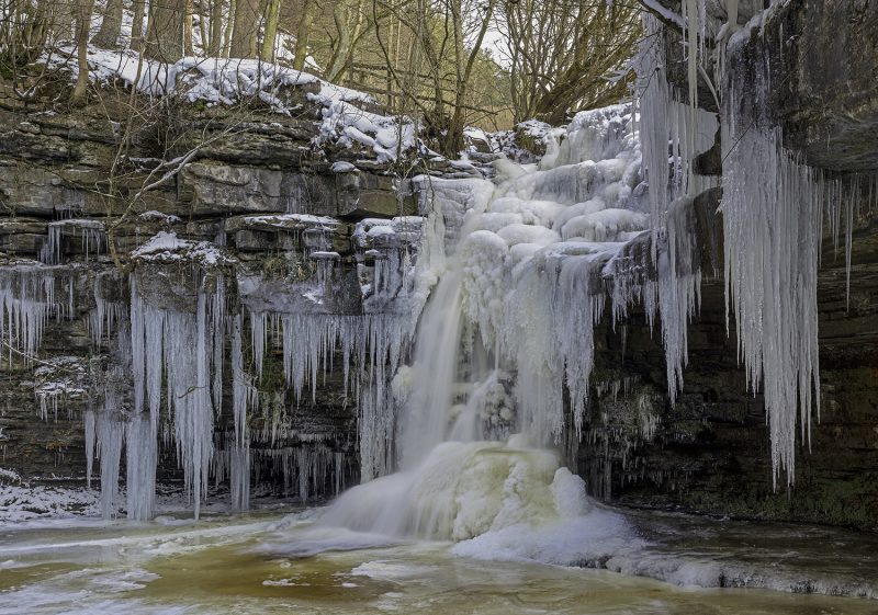Summerhill Force in Winter near Bowlees, North Pennines, County Durham, England, UK
