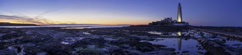 St Mary's Lighthouse at dusk, Whitley Bay, Tyne & Wear, England, UK