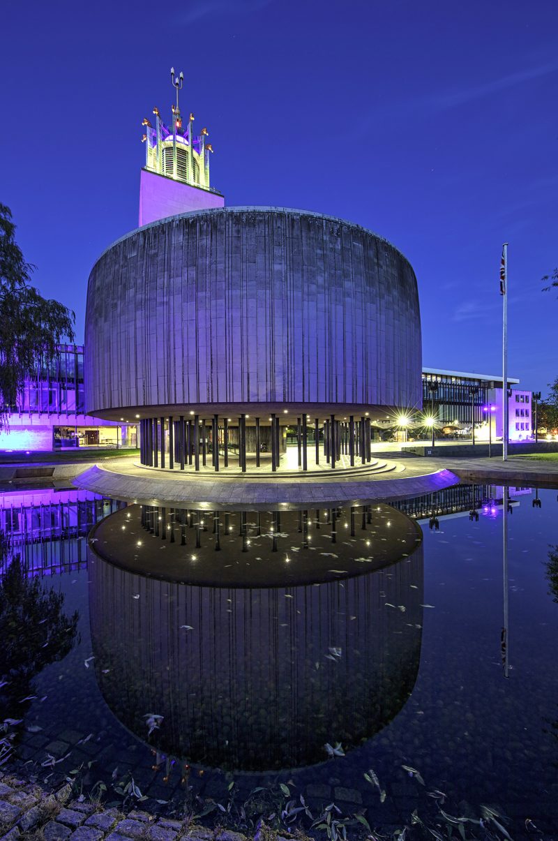 The Civic Centre at night, Newcastle upon Tyne, Tyne & Wear, England, UK