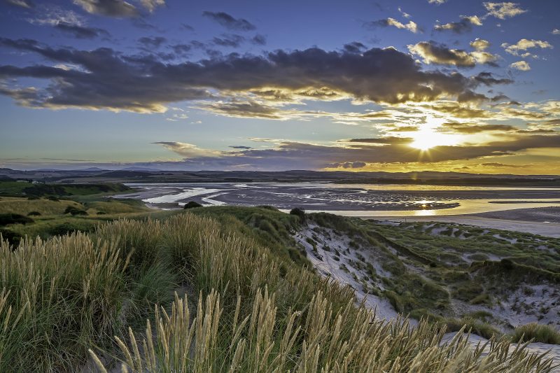 Budle Bay at sunset, Northumberland, England, UK